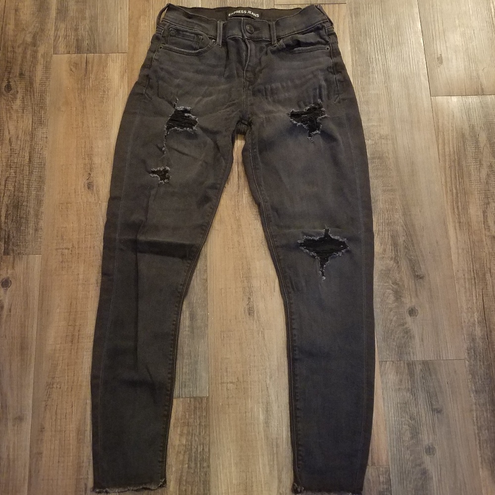 Express 2 regular black distressed legging jeans